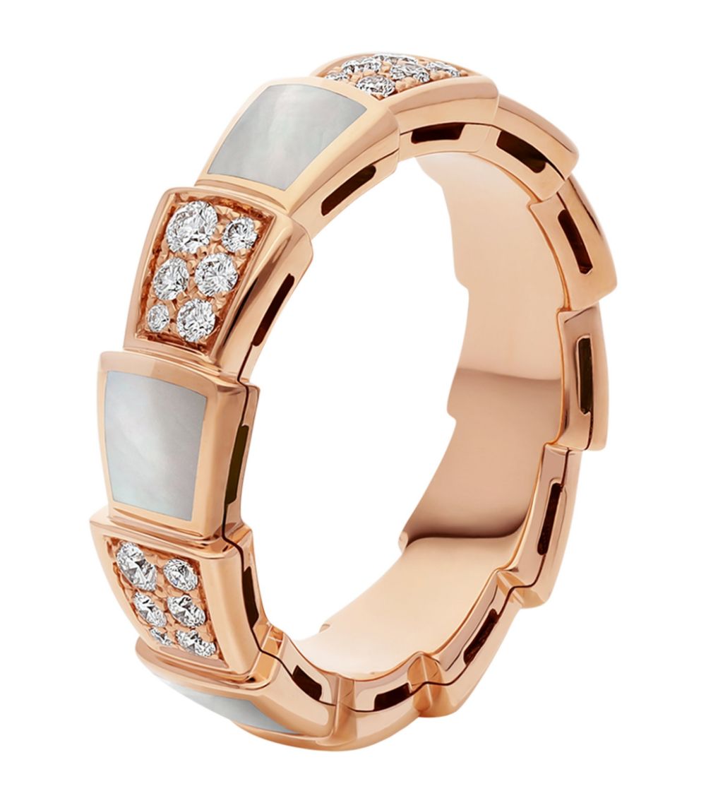 [Lumi Jewels]SERPENTI RING PINK GOLD MOP DIAMOND PAVED 4MM