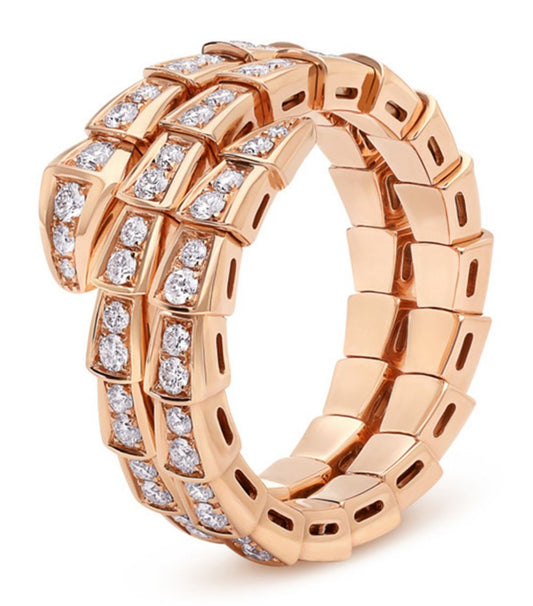 [Lumi Jewels]SERPENTI RING PINK GOLD DIAMOND DOUBLE ROW