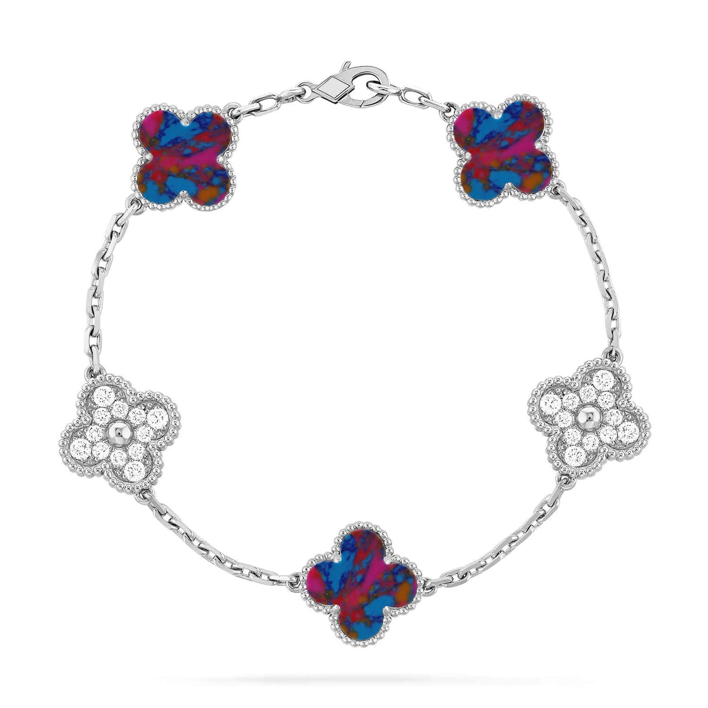 [Lumi Jewels]CLOVER 5 MOTIF COLOR GEMSTONES BRACELET COLLECTION