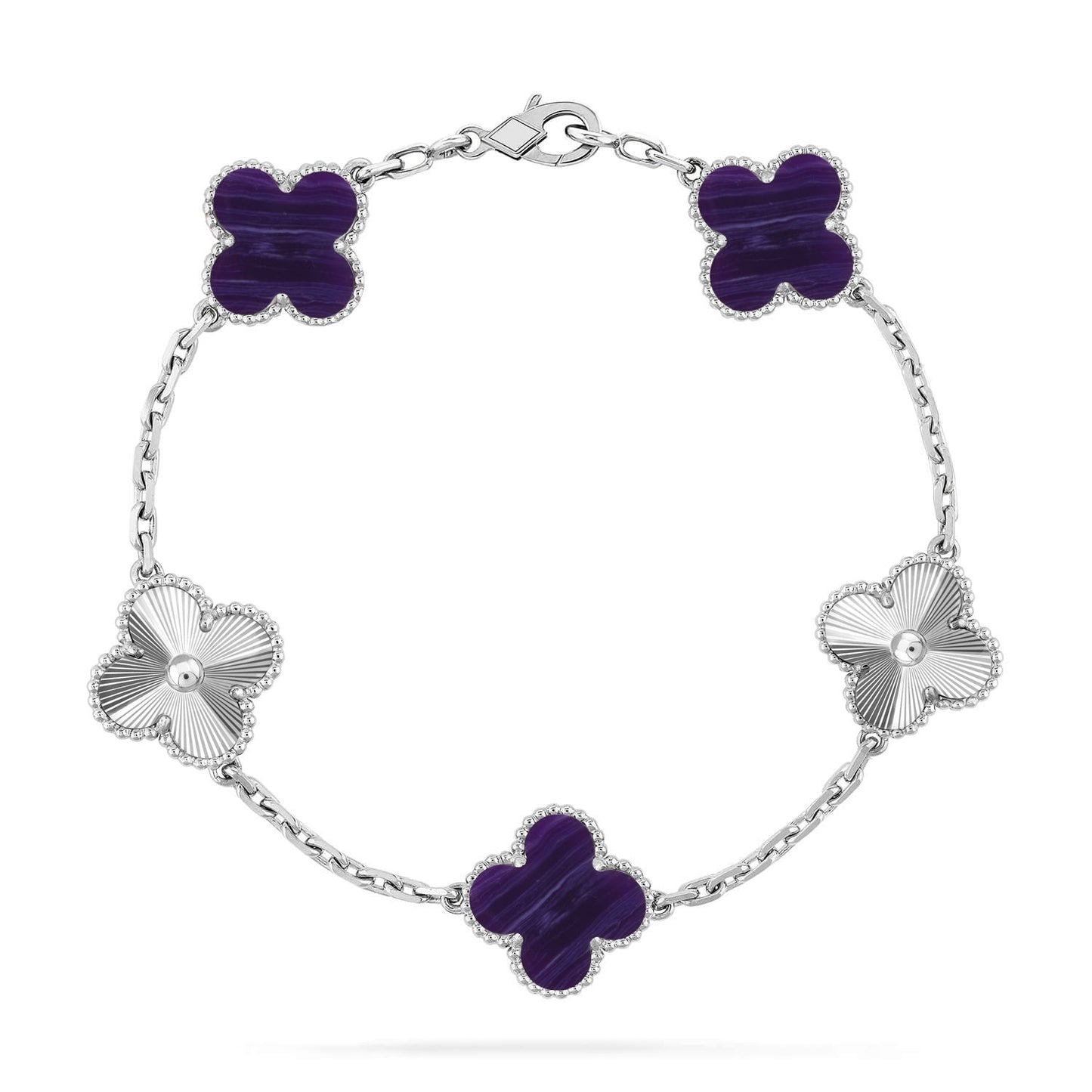[Lumi Jewels]CLOVER 5 MOTIF PURPLE STRIPES BRACELET COLLECTION