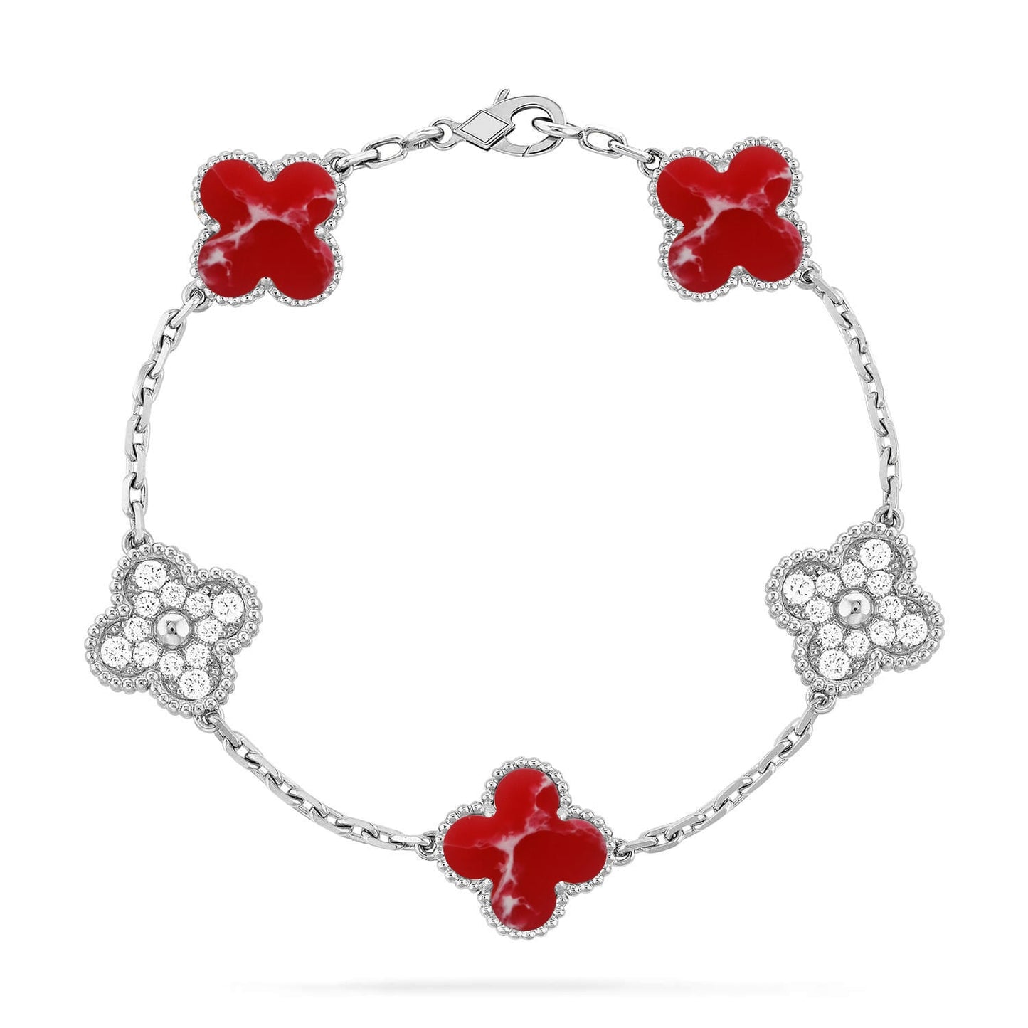 [Lumi Jewels]CLOVER 5 MOTIF RED PATTERN BRACELET COLLECTION