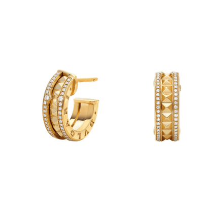 [Lumi Jewels]ZERO 1 ROCK GOLD EARRINGS WITH STUDDED SPIRAL AND PAVED DIAMONDS