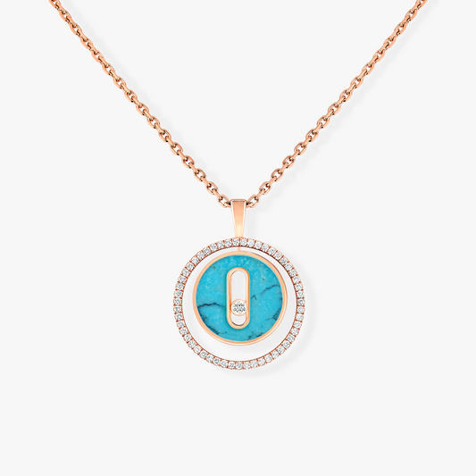 [Lumi]LUCKY MOVE 1 DIAMOND TURQUOISE PINK GOLD DIAMOND NECKLACE