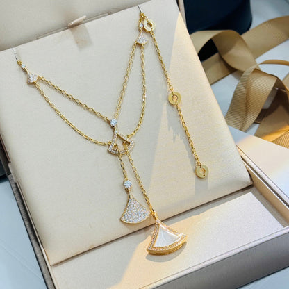 [Lumi Jewels]COLLIER DE RÊVE Nacre Blanche Diamants Entiers