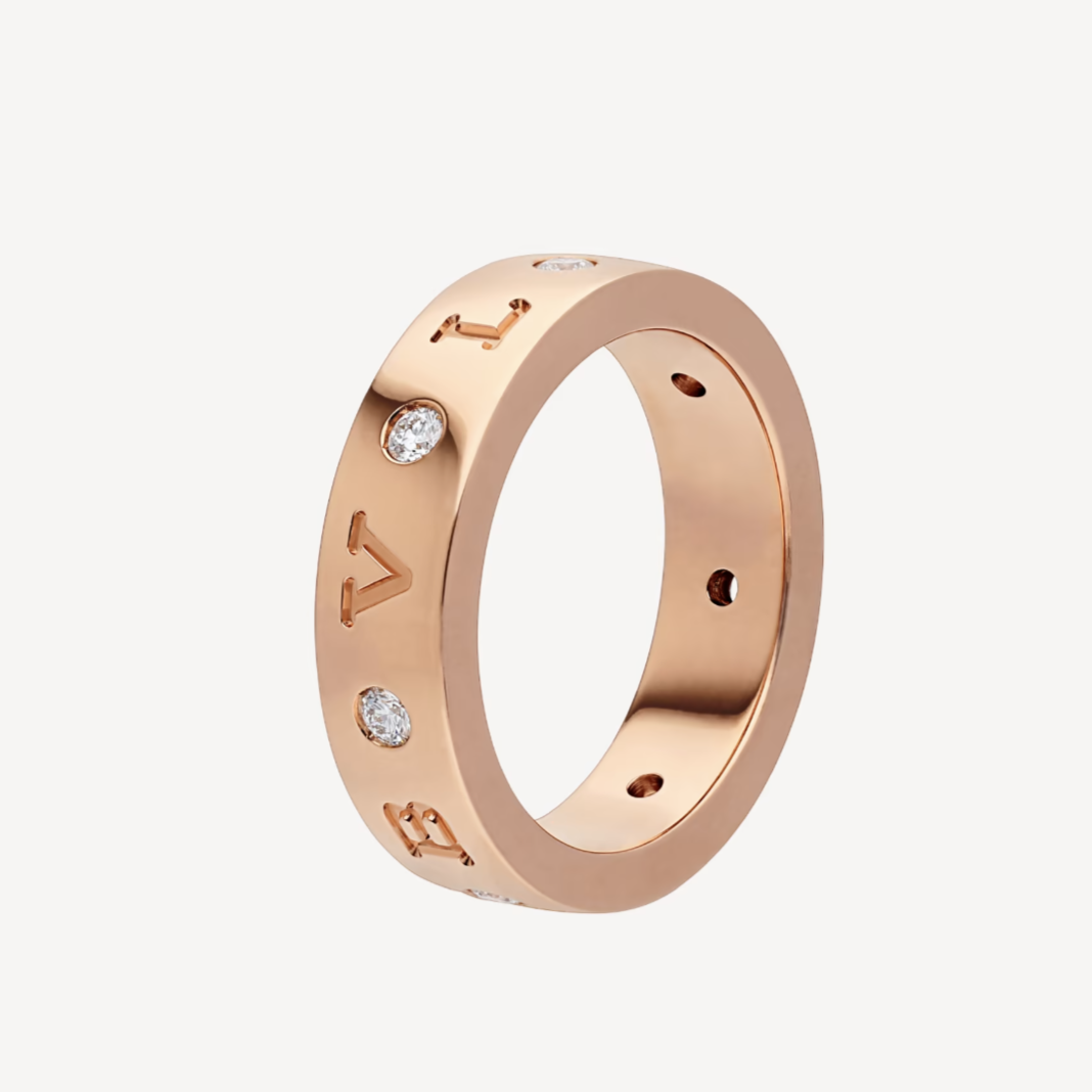 [Lumi Jewels]ZERO 1 ESSENTIAL PINK GOLD BAND WITH DIAMONDS RING