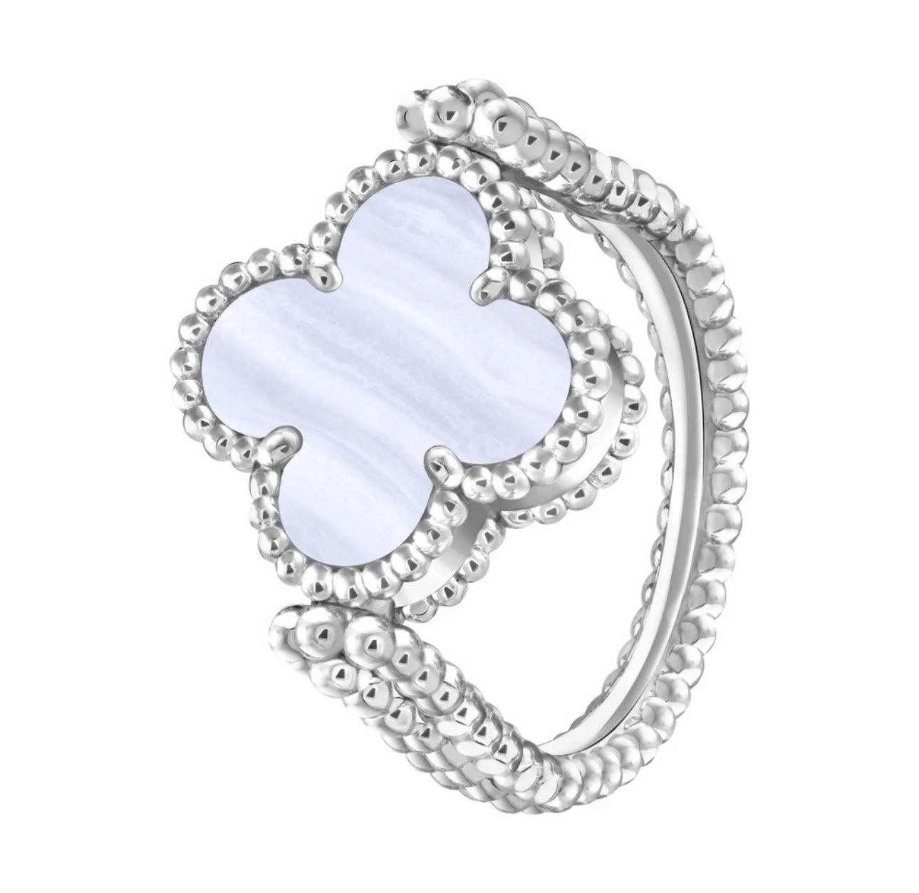 [Lumi Jewels]BAGUE TRÈFLE RÉVERSIBLE CHALCÉDOINE VIOLETTE