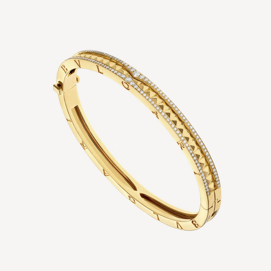 [Lumi Jewels]ZERO 1 SPIRAL AND PAVED DIAMOND GOLD BRACELET