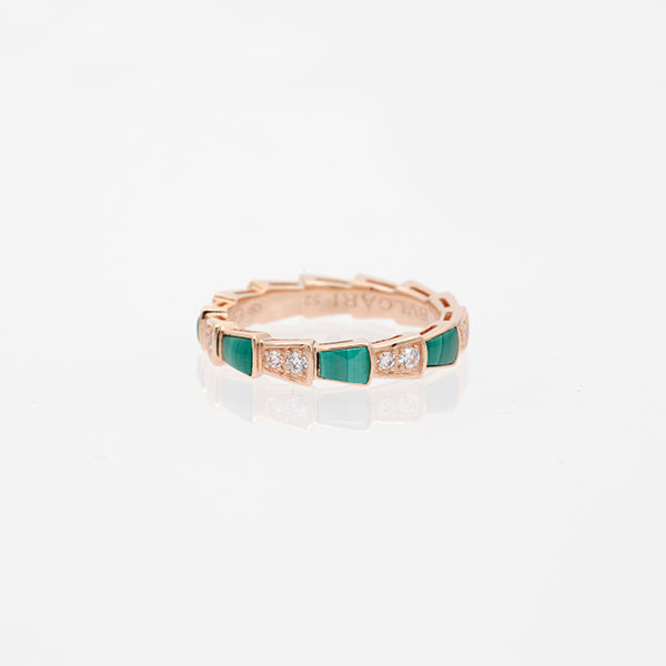[Lumi Jewels]SERPENTI RING PINK GOLD MALACHITE DIAMOND 3MM