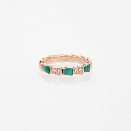 [Lumi Jewels]SERPENTI RING PINK GOLD MALACHITE DIAMOND 3MM