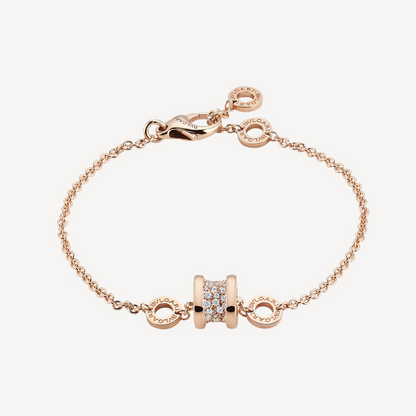 [Lumi Jewels]ZERO 1 SOFT PINK GOLD WITH PAVED DIAMONDS ON THE SPIRAL BRACELET