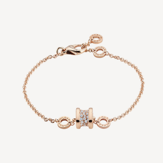 [Lumi Jewels]ZERO 1 SOFT PINK GOLD WITH PAVED DIAMONDS ON THE SPIRAL BRACELET