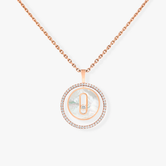 [Lumi]LUCKY MOVE 1 DIAMOND WHITE MOTHER OF PEARL PINK GOLD DIAMOND NECKLACE