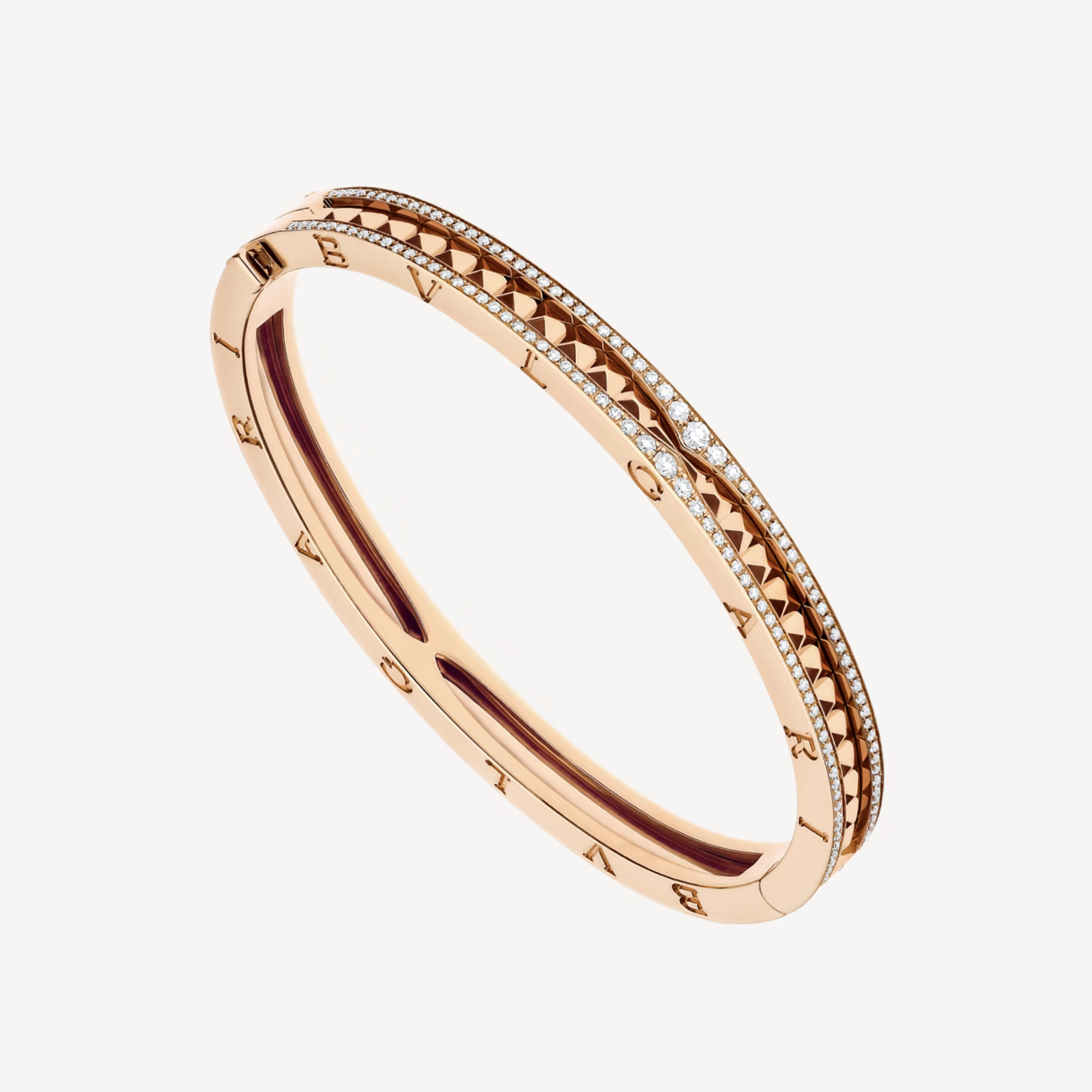 [Lumi Jewels]ZERO 1 SPIRAL AND PAVED DIAMOND PINK GOLD BRACELET