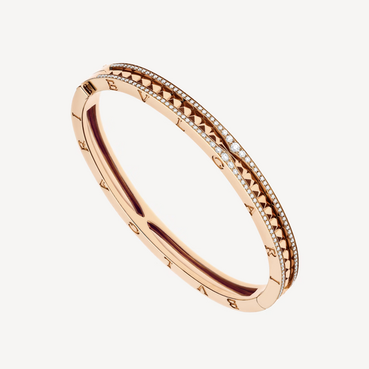 [Lumi Jewels]ZERO 1 SPIRAL AND PAVED DIAMOND PINK GOLD BRACELET