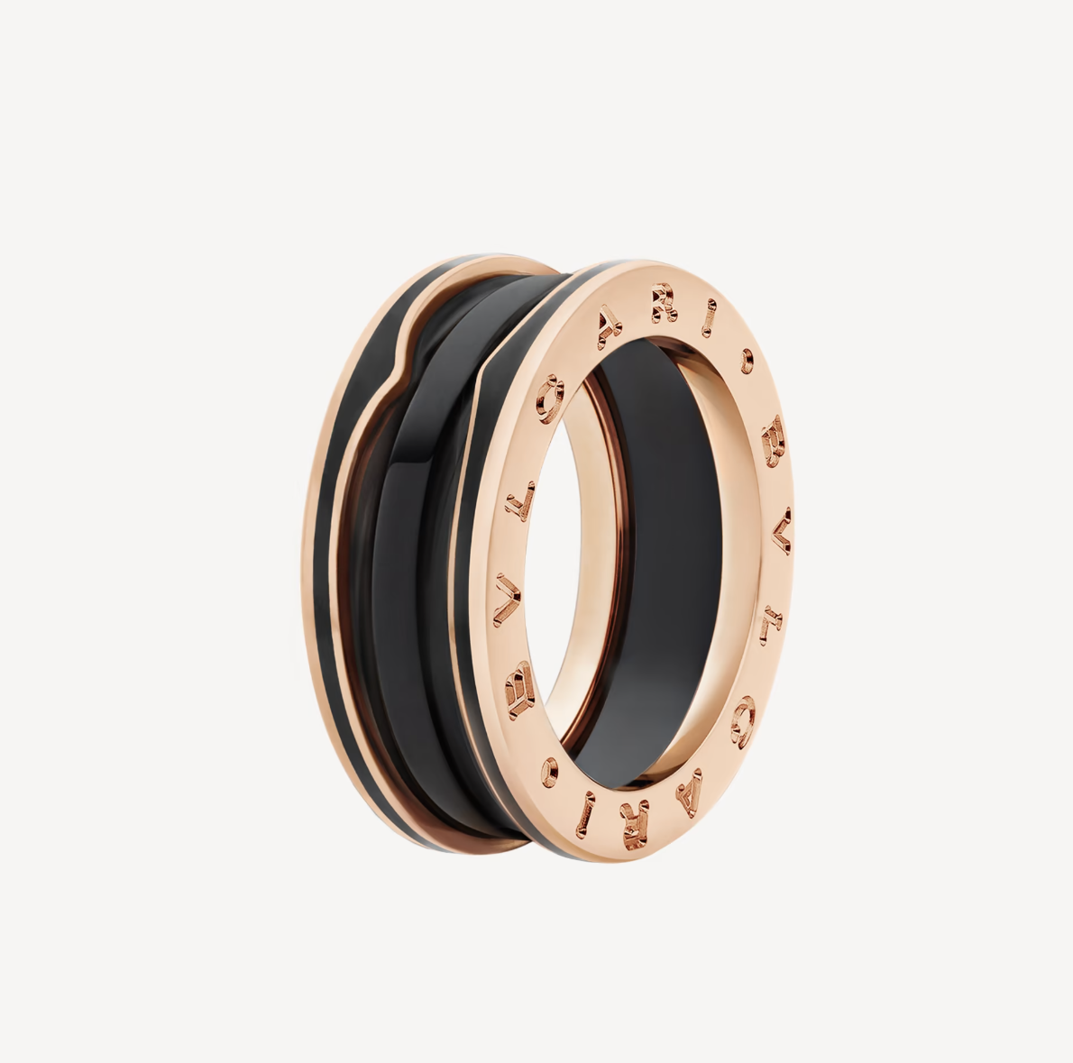 [Lumi Jewels]ZERO 1 TWO-BAND WITH MATTE BLACK CERAMIC PINK GOLD RING