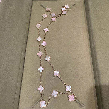 [Lumi Jewels]CLOVER 20 MOTIFS PINK MOP NECKLACE