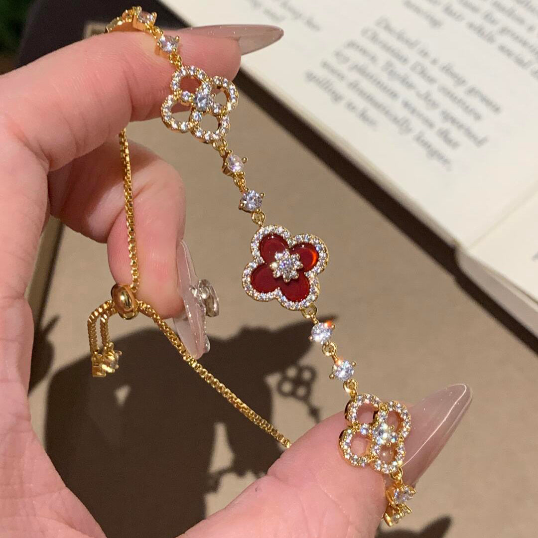 [Lumi Jewels]CLOVER 5 MOTIF PINK BLUE RED WHITE BRACELET