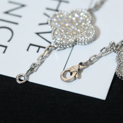 [Lumi Jewels]CLOVER BRACELET 5 MOTIF SILVER DIAMOND PAVED