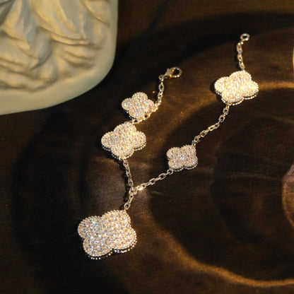 [Lumi Jewels]CLOVER BRACELET 5 MOTIF SILVER DIAMOND PAVED