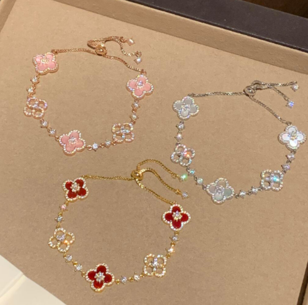 [Lumi Jewels]BRACELET TRÈFLE 5 MOTIFS ROSE BLEU ROUGE BLANC