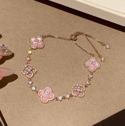 [Lumi Jewels]BRACELET TRÈFLE 5 MOTIFS ROSE BLEU ROUGE BLANC