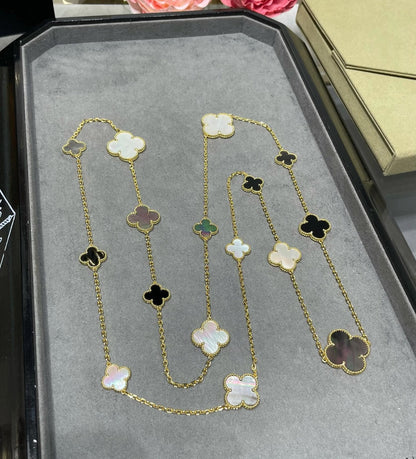 [Lumi Jewels]CLOVER 16 MOTIF WHITE NECKLACE