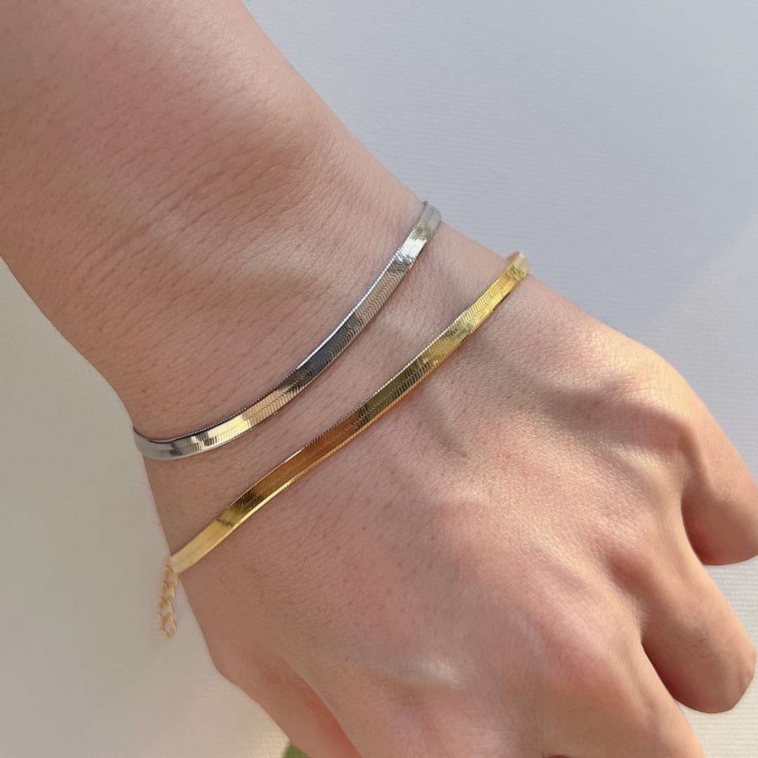 [Lumi Jewels]Flat Snake Bone Chain Blade Necklace