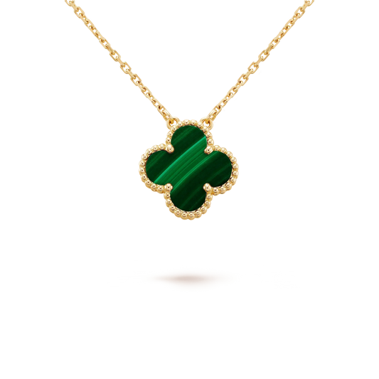 [Lumi Jewels]CLOVER 15MM MALACHITE SINGLE FLOWER  NECKLACE