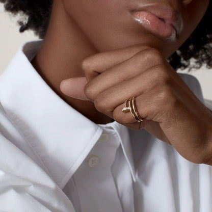 [Lumi Jewelery]JUSTE RING 4.8MM HALF DIAMOND