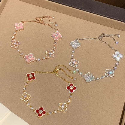 [Lumi Jewels]CLOVER 5 MOTIF PINK BLUE RED WHITE BRACELET