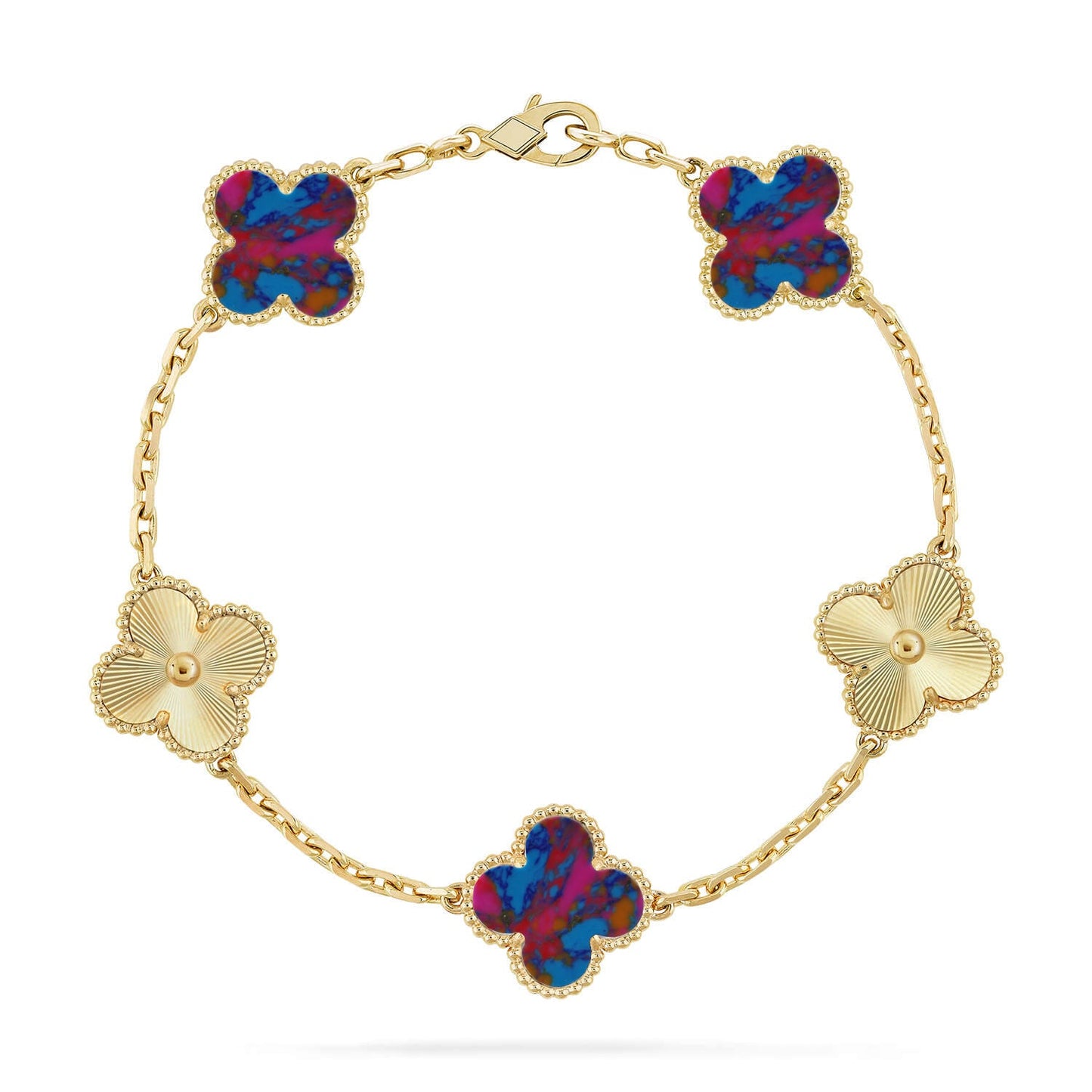 [Lumi Jewels]CLOVER 5 MOTIF COLOR GEMSTONES BRACELET COLLECTION