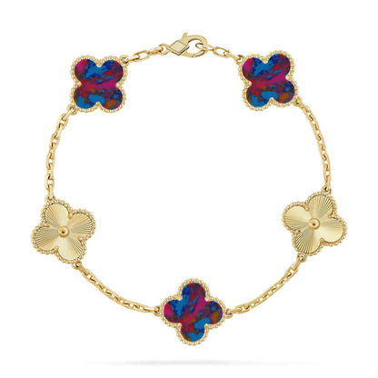 [Lumi Jewels]CLOVER 5 MOTIF COLOR GEMSTONES BRACELET COLLECTION