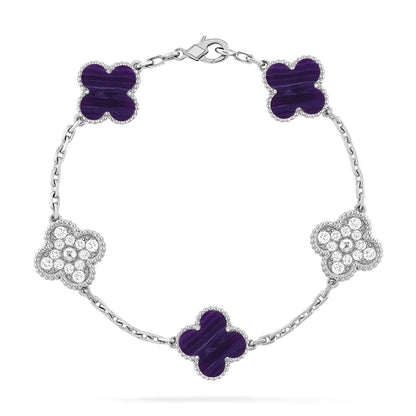 [Lumi Jewels]CLOVER 5 MOTIF PURPLE STRIPES BRACELET COLLECTION