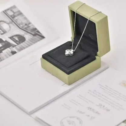 [Lumi Jewels]CLOVER  15MM DIAMOND LASER NECKLACE SILVER