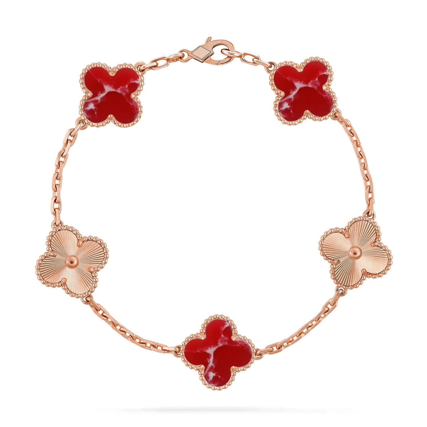 [Lumi Jewels]CLOVER 5 MOTIF RED PATTERN BRACELET COLLECTION
