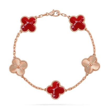 [Lumi Jewels]CLOVER 5 MOTIF RED PATTERN BRACELET COLLECTION