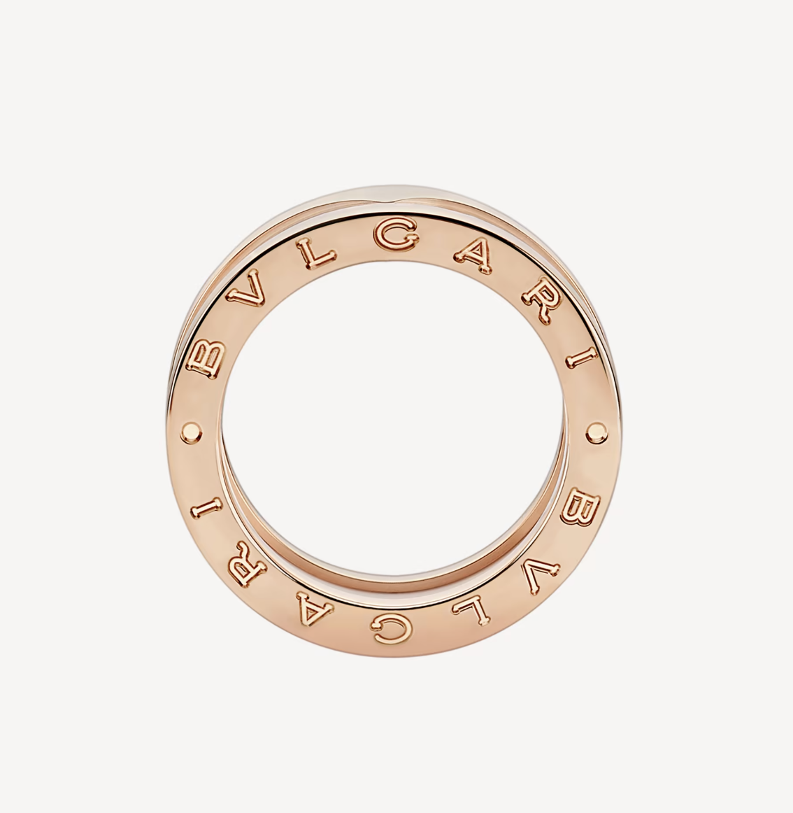 [Lumi Jewels]ZERO 1 TWO-BAND LOOPS AND WHITE CERAMIC SPIRAL PINK GOLD RING