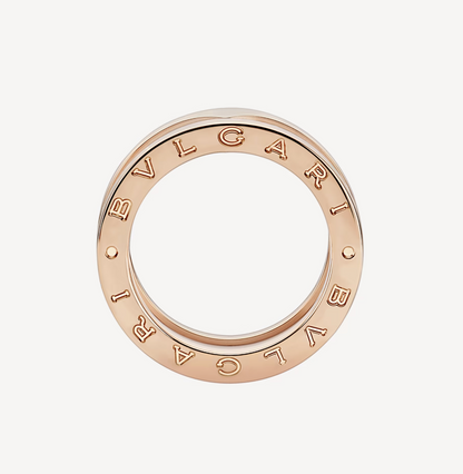 [Lumi Jewels]ZERO 1 TWO-BAND LOOPS AND WHITE CERAMIC SPIRAL PINK GOLD RING