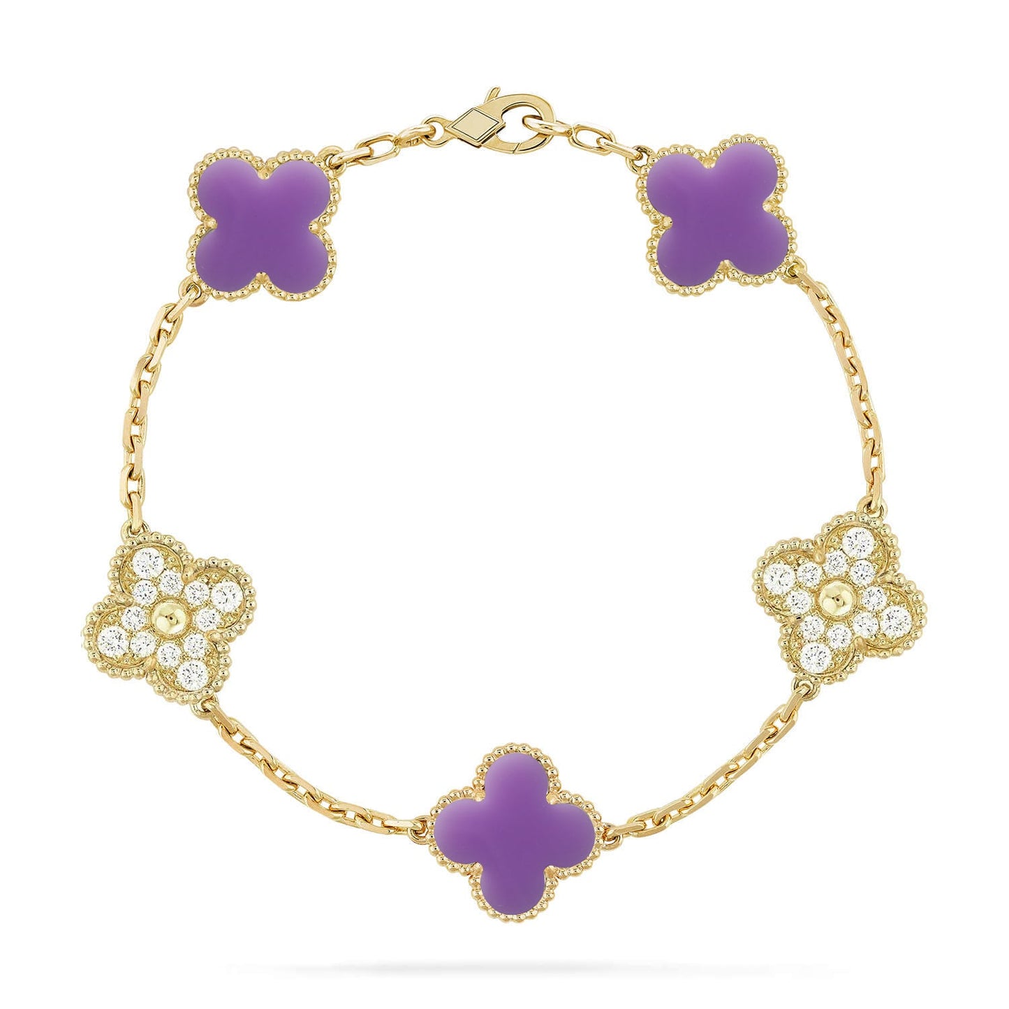 [Lumi Jewels]CLOVER 5 MOTIF LIGHT PURPLE BRACELET COLLECTION