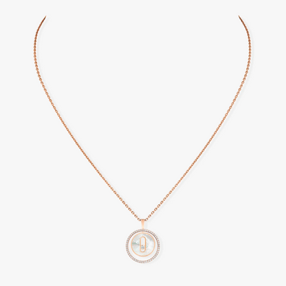 [Lumi]LUCKY MOVE 1 DIAMOND WHITE MOTHER OF PEARL PINK GOLD DIAMOND NECKLACE