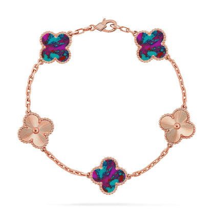 [Lumi Jewels]CLOVER 5 MOTIF COLOR GEMSTONES BRACELET COLLECTION