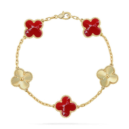 [Lumi Jewels]CLOVER 5 MOTIF RED PATTERN BRACELET COLLECTION