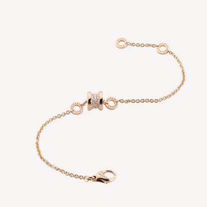 [Lumi Jewels]ZERO 1 SOFT PINK GOLD WITH PAVED DIAMONDS ON THE SPIRAL BRACELET