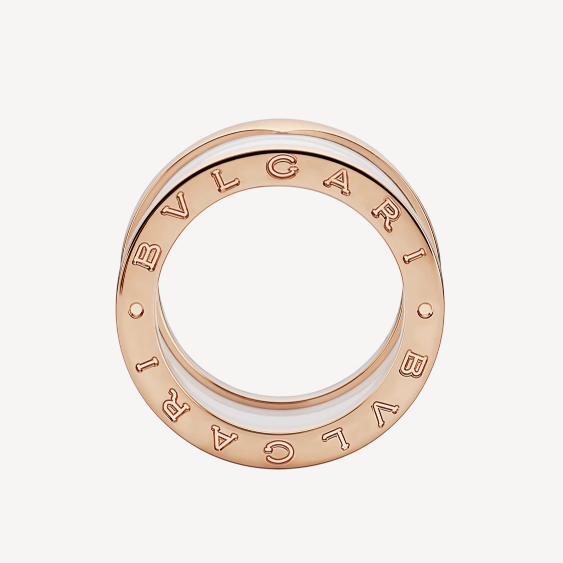 [Lumi Jewels]ZERO 1 FOUR-BAND LOOPS AND WHITE CERAMIC SPIRAL PINK GOLD RING