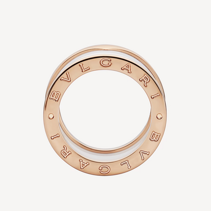[Lumi Jewels]ZERO 1 FOUR-BAND LOOPS AND WHITE CERAMIC SPIRAL PINK GOLD RING