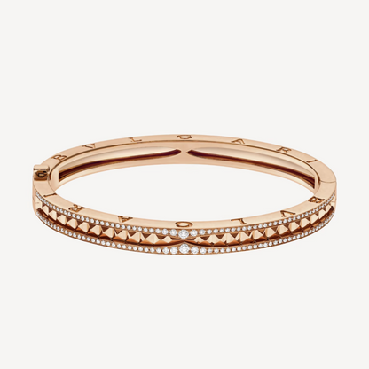 [Lumi Jewels]ZERO 1 SPIRAL AND PAVED DIAMOND PINK GOLD BRACELET