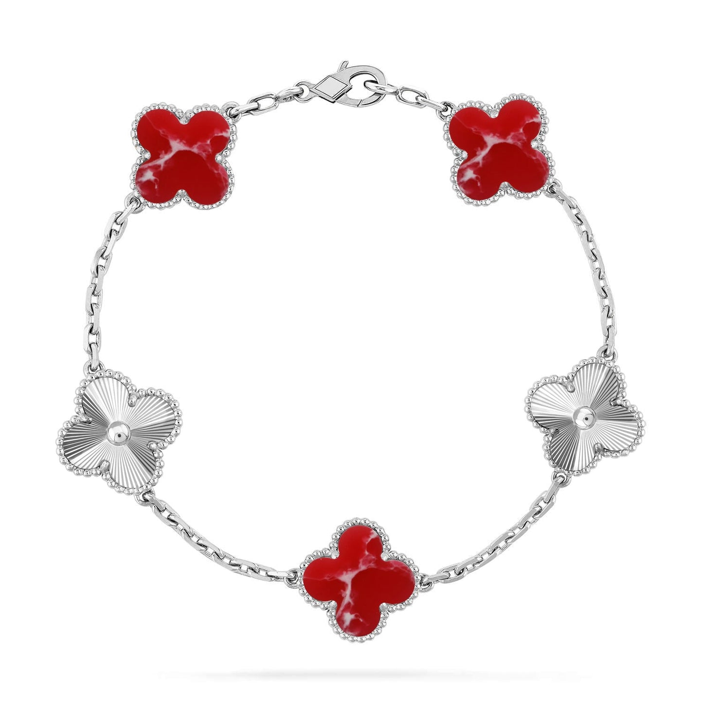 [Lumi Jewels]CLOVER 5 MOTIF RED PATTERN BRACELET COLLECTION