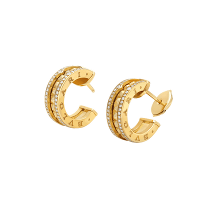 [Lumi Jewels]ZERO 1 ROCK GOLD EARRINGS WITH STUDDED SPIRAL AND PAVED DIAMONDS