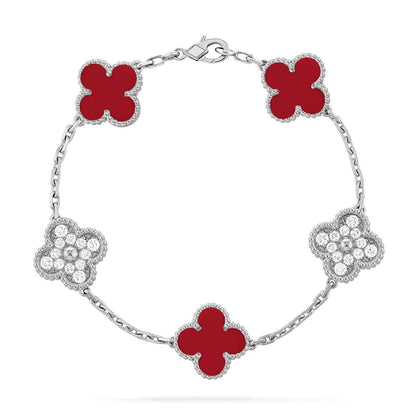 [Lumi Jewellery] CLOVER 5 MOTIF RED CORNELIAN BRACELET COLLECTION