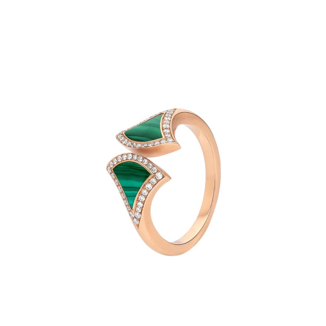 [Lumi Jewels]DREAM MALACHITE DIAMOND OPEN RING